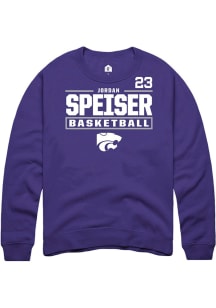 Jordan Speiser Rally Mens Purple K-State Wildcats NIL Stacked Box Player Crew