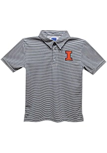Vive La Fete Illinois Fighting Illini Youth Navy Blue Pencil Stripe Short Sleeve Polo Shirt