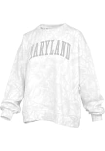 Pressbox Maryland Terrapins Womens White Camo Crew Sweatshirt