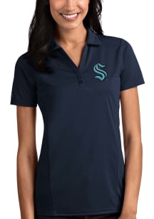 Antigua Seattle Kraken Womens Navy Blue Tribute Short Sleeve Polo Shirt