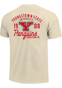 Youngstown State Penguins Ivory Mascot Overlay Short Sleeve T Shirt