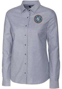 Cutter and Buck New York City FC Womens Stretch Oxford Long Sleeve Charcoal Dress Shirt
