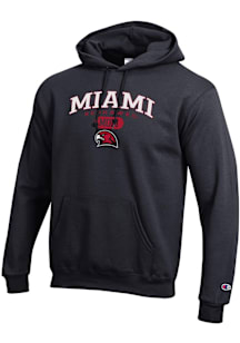 Champion Miami RedHawks Mens Black Pill Box Mom Powerblend Long Sleeve Hoodie
