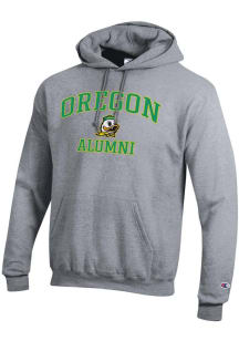 Mens Oregon Ducks Grey Champion Logo Alumni Powerblend Hooded Sweatshirt