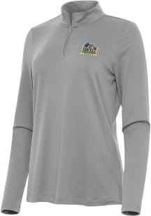 Womens Drexel Dragons Ash Antigua Reprocess Recycled Qtr Zip Pullover