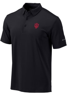 Mens Indiana Hoosiers Black Columbia Heat Seal Omni Wick Drive Short Sleeve Polo Shirt