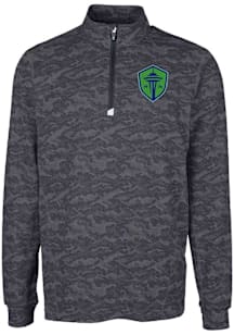 Cutter and Buck Seattle Sounders FC Mens Black Traverse Camo Long Sleeve Qtr Zip Pullover