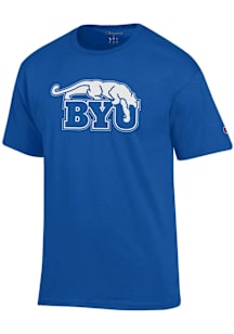 Champion BYU Cougars Blue Cougar Mascot Short Sleeve T Shirt