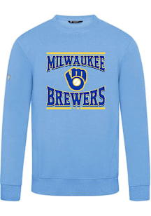 Levelwear Milwaukee Brewers Mens Light Blue Zane Big Brew Long Sleeve Crew Sweatshirt