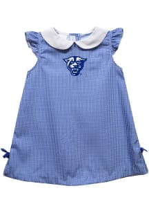 Vive La Fete Georgia State Panthers Baby Girls Blue Gingham Short Sleeve Dress