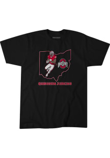 Quinshon Judkins BreakingT Mens Black Ohio State Buckeyes Caricature Player T Shirt