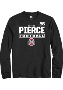Payton Pierce Mens Black Ohio State Buckeyes NIL Stacked Box Long Sleeve Player T Shirt