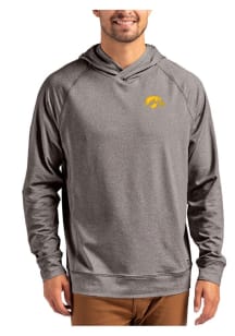 Mens Iowa Hawkeyes Black Cutter and Buck Adapt Knit Hood Hooded Sweatshirt