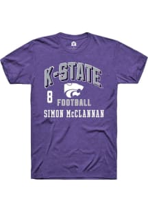 Simon McClannan Rally Mens Purple K-State Wildcats NIL Arch Logo Player T Shirt