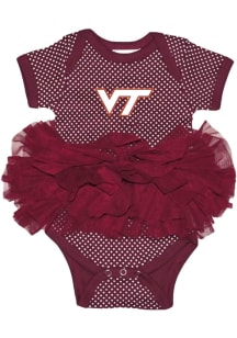 Virginia Tech Hokies Baby Maroon Pin Dot Short Sleeve One Piece