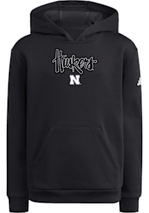 Adidas Nebraska Cornhuskers Youth Black Script Long Sleeve Hoodie