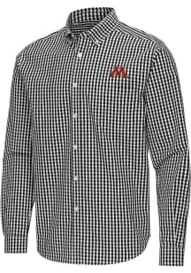 Mens Minnesota Golden Gophers Black Antigua Ellis Long Sleeve Dress Shirt