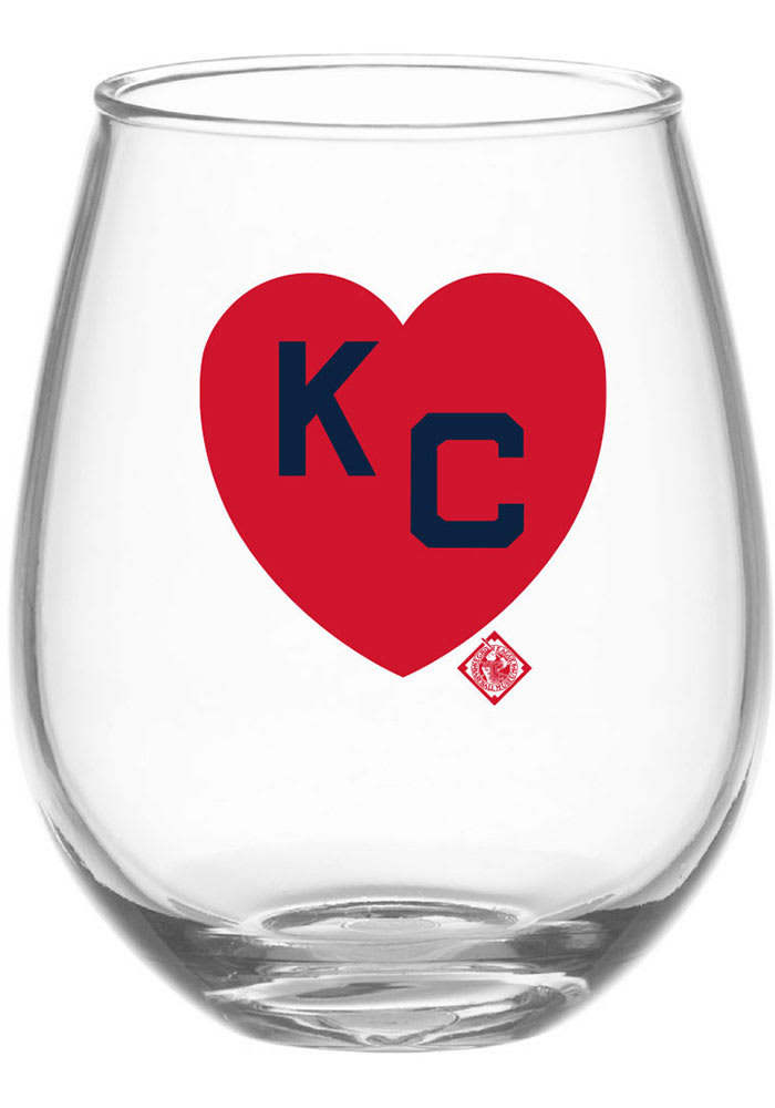 Kansas City Monarchs 15 oz KC Heart Stemless Wine Glass