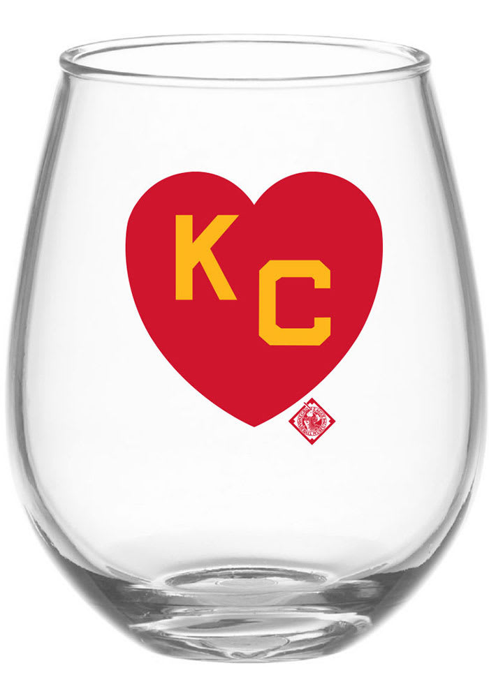 Kansas City Monarchs 15 oz KC Heart Stemless Wine Glass