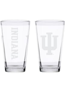 White Indiana Hoosiers 16oz Satin Etched Pint Glass