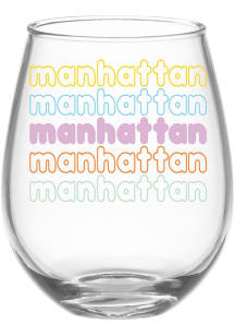 Manhattan Bubble Letters Stacked 15 OZ Stemless Wine Glass