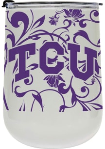 TCU Horned Frogs 18oz Floral Curved Stainless Steel Stemless