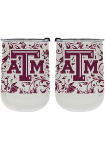 Texas A&amp;M Aggies 18oz Floral Curved Stainless Steel Stemless