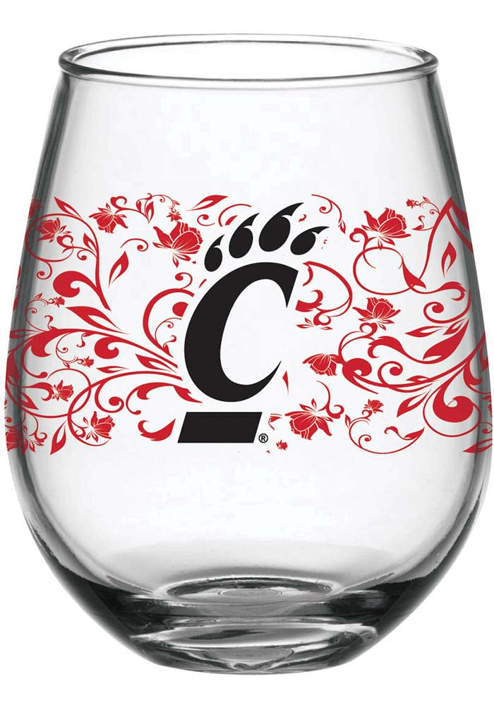 Cincinnati Bearcats 15oz Floral Stemless Wine Glass