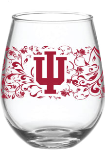 Red Indiana Hoosiers 15oz Floral Stemless Wine Glass