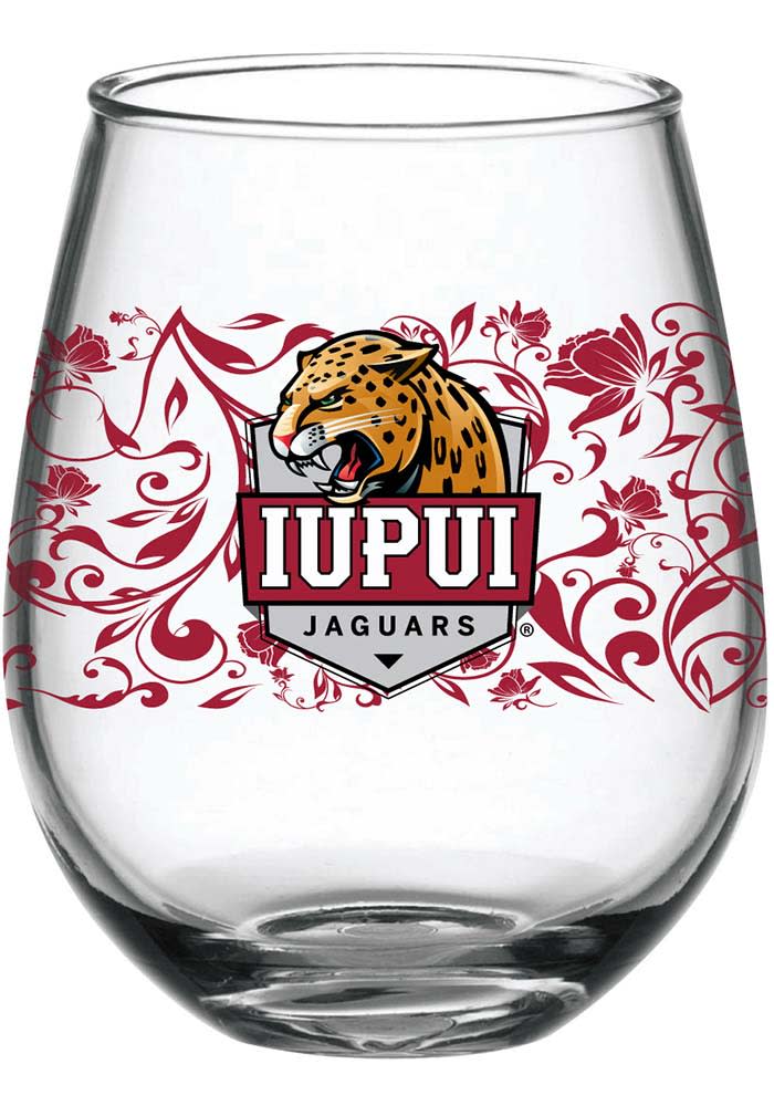IUPUI Jaguars 15oz Floral Stemless Wine Glass