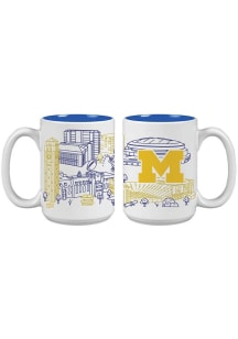 White Michigan Wolverines 15oz Campus Design Ceramic Mug