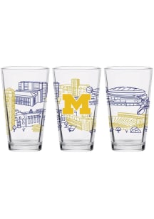 White Michigan Wolverines 16oz Campus Pint Glass