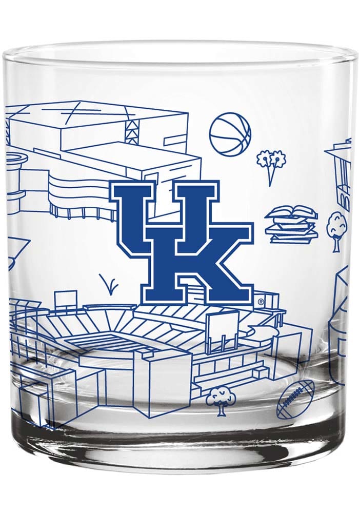 Kentucky Wildcats Campus Line Art Rock Glass