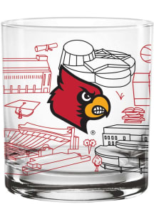 Louisville Cardinals Campus Line Art Rock Glass