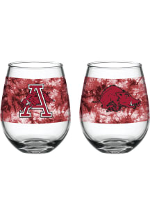 Arkansas Razorbacks 15oz Tie Dye Stemless Wine Glass