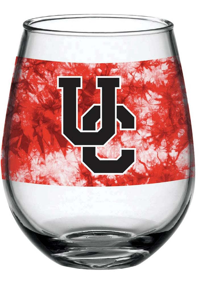 Cincinnati Bearcats 15oz Tie Dye Stemless Wine Glass