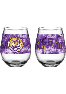 LSU Tigers 15oz Tie Dye Stemless Wine Glass