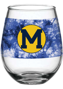 Navy Blue Michigan Wolverines 15oz Tie Dye Stemless Wine Glass