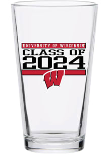 White Wisconsin Badgers 16 oz Class of 2024 Pint Glass