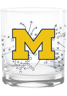 Navy Blue Michigan Wolverines 14oz Playbook Rock Glass