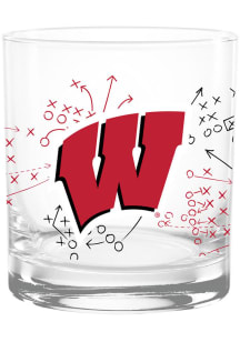 Red Wisconsin Badgers 14oz Playbook Rock Glass