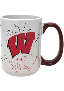 White Wisconsin Badgers 15oz Playbook Mug