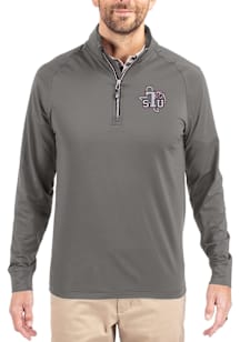 Cutter and Buck Texas Southern Tigers Mens Graphite Adapt Eco Knit Long Sleeve Qtr Zip Pullover