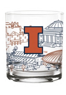 Illinois Fighting Illini 14oz Campus Line Art Rock Glass - Orange