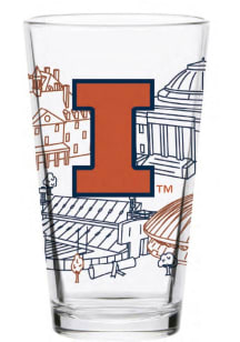 Orange Illinois Fighting Illini 16oz Campus Line Art Pint Glass