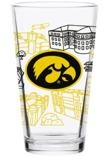 Black Iowa Hawkeyes 16oz Campus Line Art Pint Glass