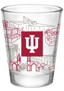 Crimson Indiana Hoosiers Campus Line Art 2oz Shot Glass