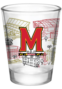 Red Maryland Terrapins Campus Line Art 2oz Shot Glass