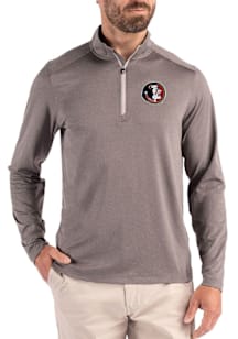 Cutter and Buck Florida State Seminoles Mens Graphite Vault Coastline Long Sleeve Qtr Zip Pullover