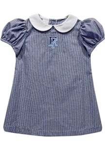 Vive La Fete Rhode Island Rams Toddler Girls Navy Blue Gingham Collar Short Sleeve Dress